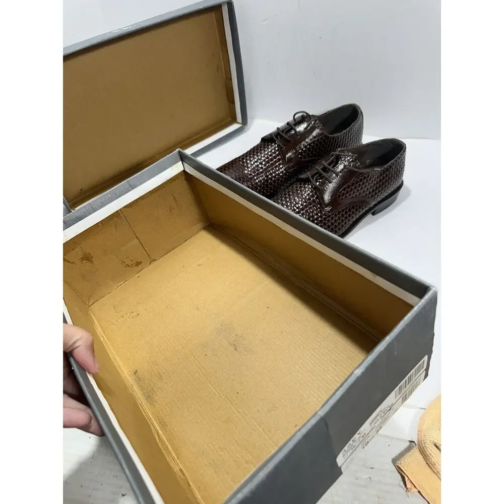 Stacy Adams Mens 10.5 Sanfillipo Basket Weave‎ Print Leather Oxford Dress Cognac